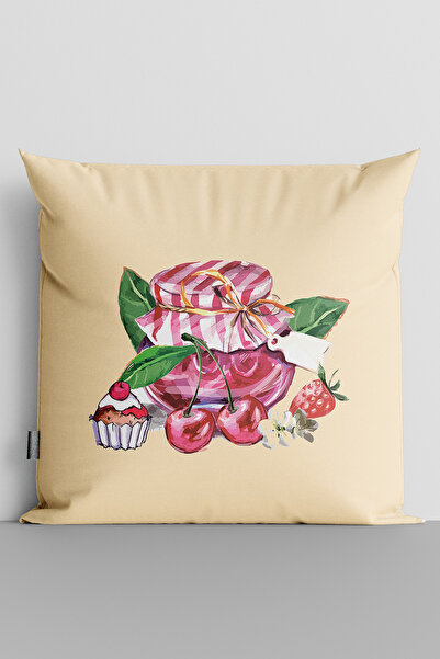 TicaretJet Colorful Fruits and Jar Double Sided Digital Printed Pillow Cushio...