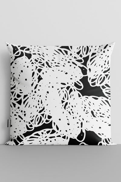 TicaretJet Black Floor Mounted Mixed Lines Double Sided Digital Printed Throw...