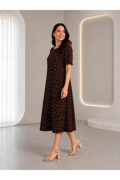 SENTEX Wide Short-Sleeved Printed Women's Dress