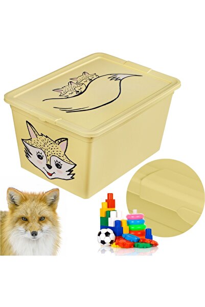 EDANTI Cutie de jucării din plastic cu capac, 30 L, cu închidere, pentru came...