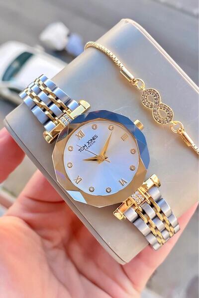 Tom Jones London KADIN KOL SAATİ GOLD GÜMÜŞ RENK ORJİNAL ÇELİK SU GECİRMEZ 3 ...