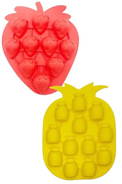 elif aksesuar Silicone 3D Ice Mold with Strawberry and Pineapple Figures Set ...