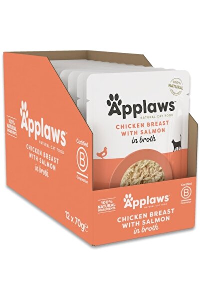 Applaws Hrană umedă pentru pisici adulte cu piept de pui și somon 12x70g