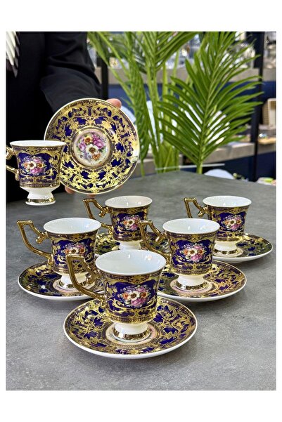 Doğudeko Queen Victorya 24K Gold Plated 6 Cup Set Rosalind