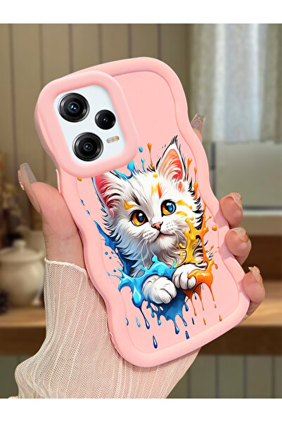 Hontinga Redmi Note 12 Pro 5G Uyumlu Kılıf kamera koruyucu Pembe Silikon Coup...