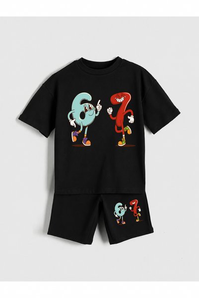 SVART WEAR Six Seven Printed Boys' Shorts Set (100% Cotton)