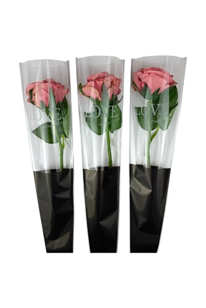 OEM Целофанови пликове за цветя със сърце отвътре, черни, 12.5x45 см