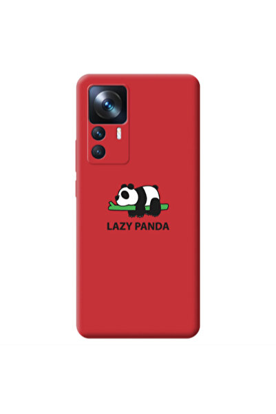 Other Xiaomi Mi 12T Lazy panda Red Colored Silicone TPU Θήκη
