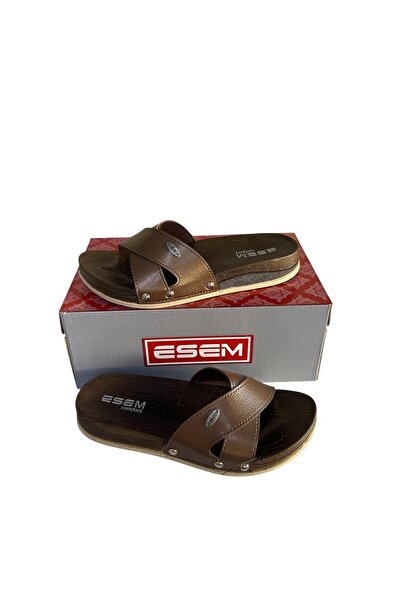 Akınal Bella Esem Bronz Brown Cross Daily Orthopedic Slippers