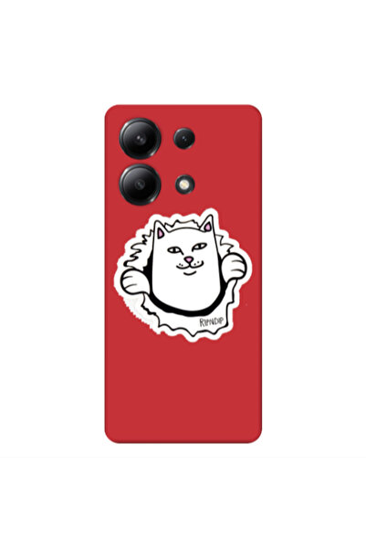Other Xiaomi Redmi Note 13 4G White cat Red Colored Silicone TPU Θήκη