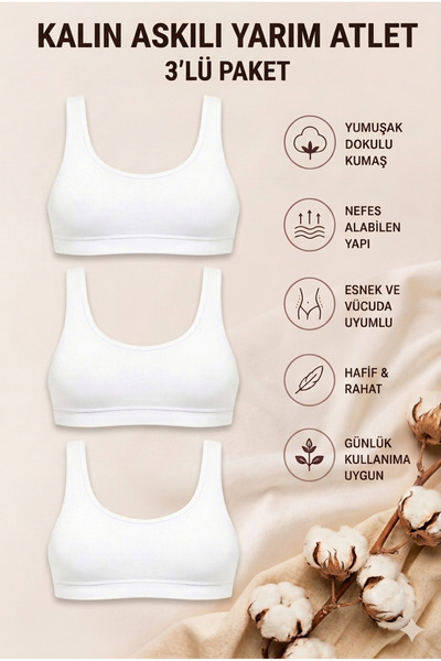 Mudcosıo Women's Thick Strapped Half Tank Tops with Pads, 3-Pack Cotton, Flex...