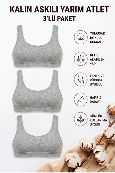Mudcosıo Women's Thick Strapped Half Tank Tops with Pads, 3-Pack Cotton, Flex...