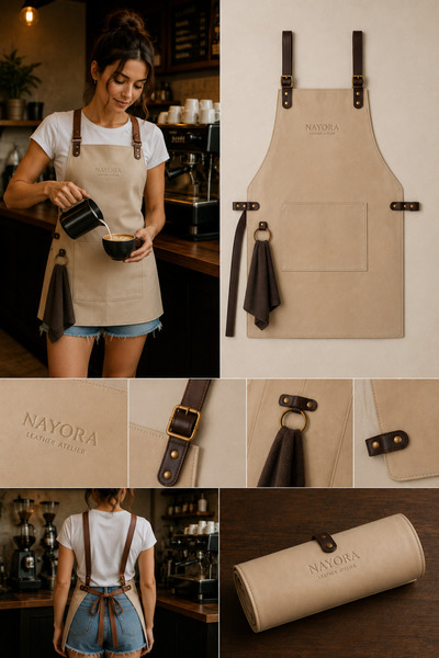 nayora Hakiki Deri Mutfak-Barista Önlüğü