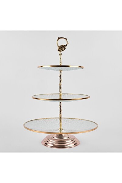 OEM Fructieră Metal Aurie 3 Niveluri 20 cm