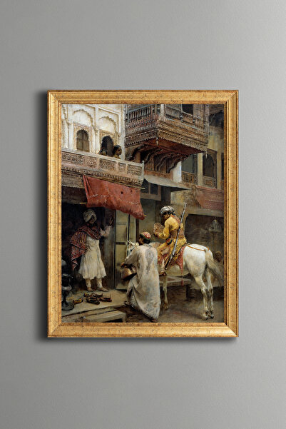 epiqart مشهد الشارع في الهند - لوحة بنمط عتيق - نموذج رفيع - متناهي الصغر