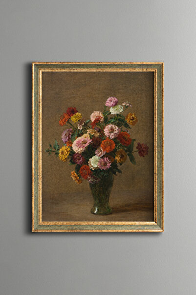 epiqart Zinnias - Vintage Patterned Painting - Fine Model