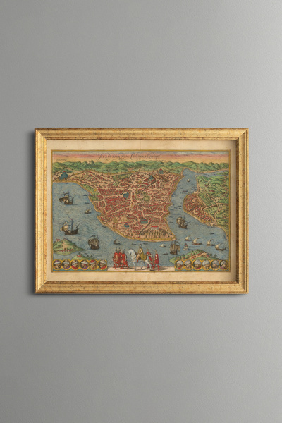 epiqart 1572 Istanbul Map - Vintage Patterned Table - Fine Model