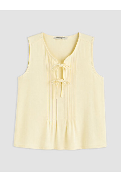 LC Waikiki Sparkling Choices Tie-Up Roba Collar Pleated Blouse from Shining S...