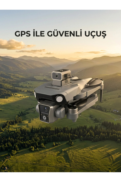 ErturkStore Mey İthalat® Ekranlı Kumandalı GPS Drone Çift Kameralı Katlanabil...