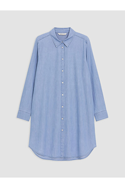 LC Waikiki Indigo Shirt Collar Women's Jean Tunic