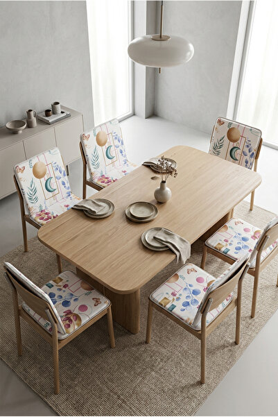 GENÇEV HOME COLLECTİONS Set of 6 Chair Cushions with Backrest Soft Seat Cushi...