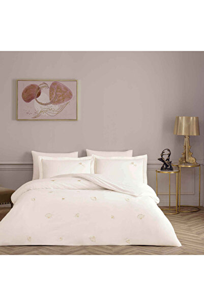 Linens Premium Dandelo Pamuk Brode King Nevresim Takımı Beyaz