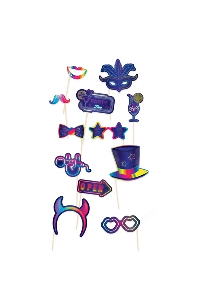 Z Store Set de 12 accesorii neon pentru cabina foto – Accesorii distractive p...