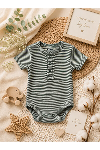 KIABI Green with White Dots Baby Bodysuit Made of Cotton for Your Baby's Comfort