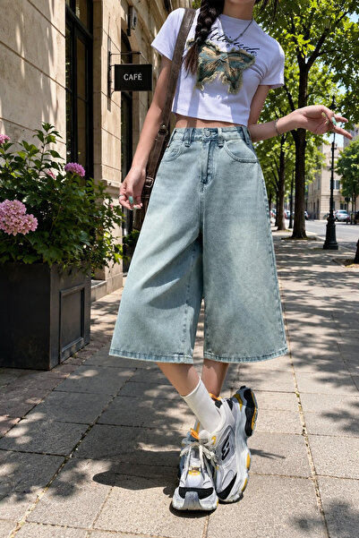 EDVESS Y2K Recycled Baggy Pocket Jean Shorts Bermuda