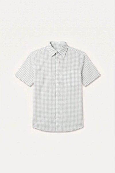 DeFacto Regular Fit Polo Collar Checkered Cotton Short Sleeve Khaki Shirt I17...