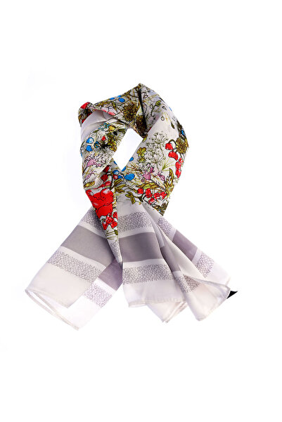 meli melo Esarfa eleganta alba cu imprimeu floral multicolor