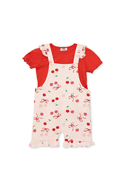 ebebek Hello Baby HelloBaby Kız Bebek Şort Salopet-Tshirt Kiraz Baskılı Düğme...