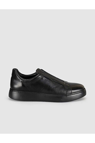 Cabani Black Genuine Leather Men's Casual Sneaker