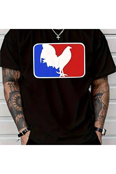LİNA06 Men'S "FIGHTING " T-Shirt - cotton, Regular Fit, Stretch Fabric, Black...