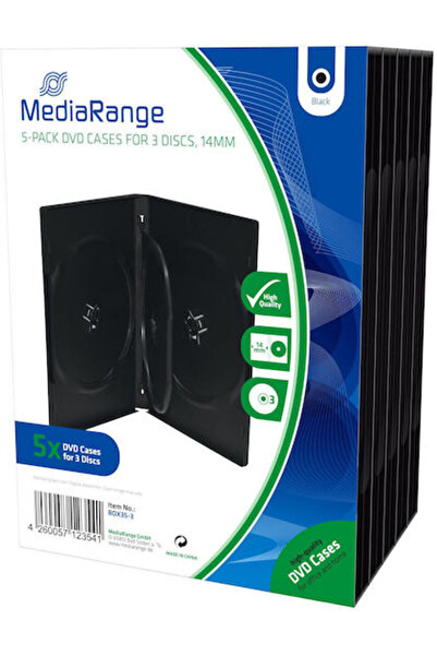 MediaRange Θήκη DVD με 3 θήκες, Μαύρη, 5 τεμάχια