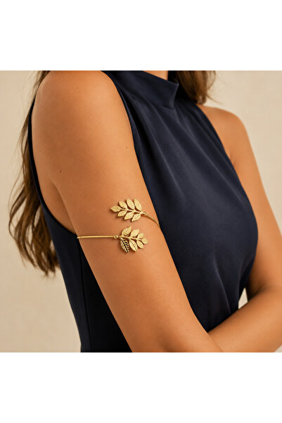 nerora Pazu Bracelet Arm Jewelry with Double Small Branch Leaf Motif Gold Lac...
