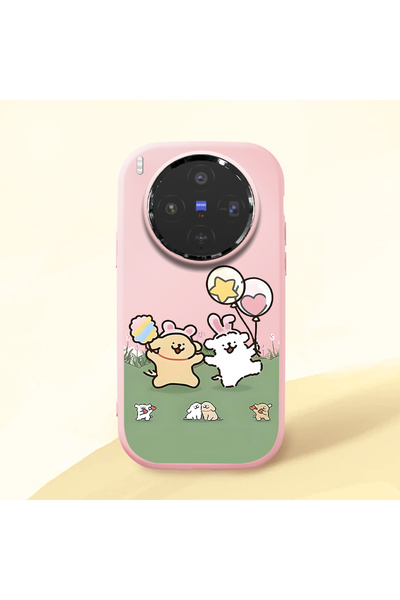 Hontinga Vivo X300 Compatible Case Camera Protective Pink Silicone Couple Pho...