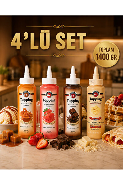 FO Topping 4'LÜ SET Beyaz- Çilek- Karamel- Bitter Çikolatalı Sos 1400 GR - Wa...