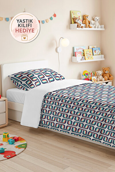 Evimde Bambaşka Set de lenjerie de pat pentru tineret, cu model geometric, al...