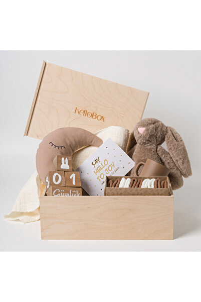 Hellobox Premium Unisex Bebek Hediye Kutusu - Peluş Tavşanlı Yenidoğan Seti -...