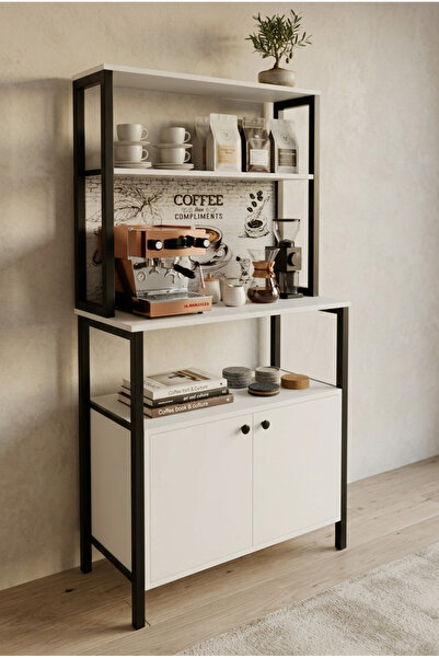 papi-co Loft Coffee Station Kahve Köşesi Dolabı | Metal Gövdeli Raflı Çok Ama...