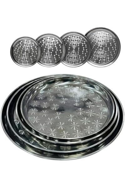 Generic 4 pcs Premium Stainless Steel Round Tray 11'',12'',13'',14'' – Multip...