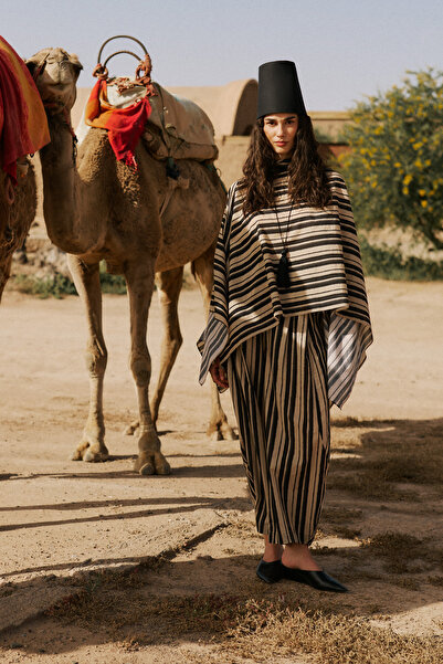 Manuka Striped Barrel Pants Black Striped