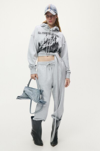 H&M Bağcık Detaylı ve Baskılı Kapüşonlu Üst