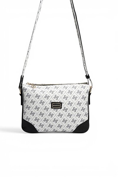 Silver Polo White - Black Monogram Women's Crossbody Bag Sp784