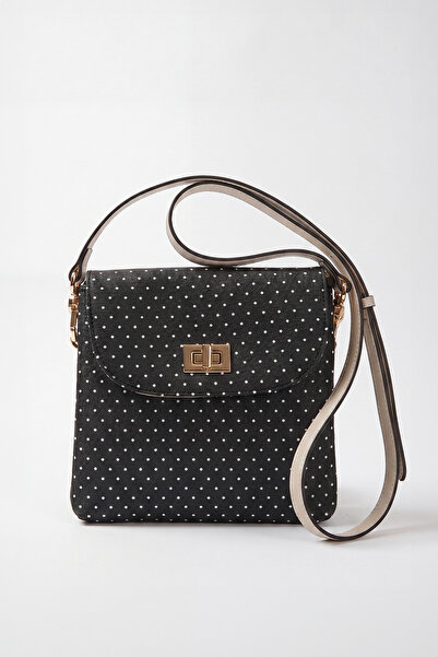 Levidor Polka dot patterned women's crossbody shoulder bag black/white