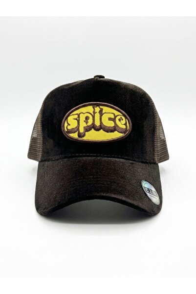 NO BRAND Velvet Trucker Cap with Embroidered Patch | Mesh Back Snapback Hat