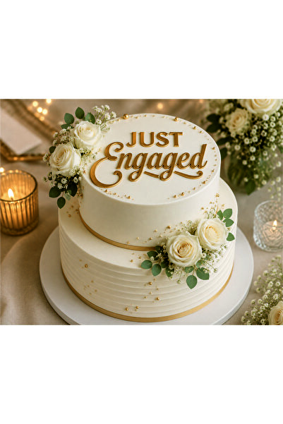 STENCİLTASARIM Cakes Stencil St484 Just Engaged Pasta,kurabiye, Kek Süsleme Ş...