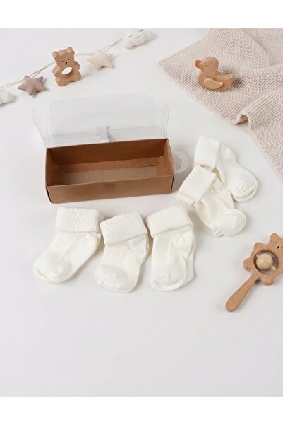 MiniKids Set 5 perechi sosete Simply, alb