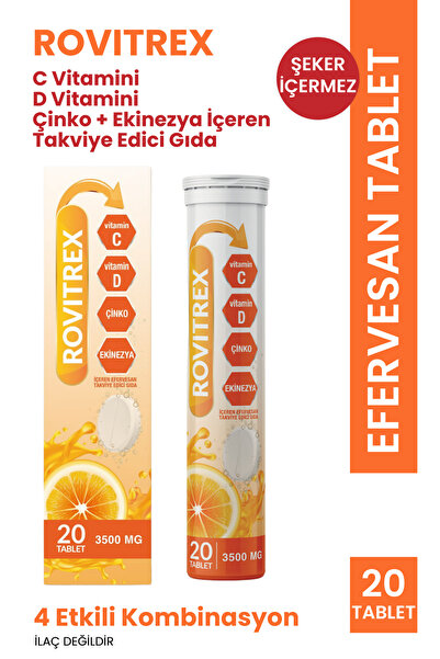 Renatus İlaç Rovitrex C Vitamini D Vitamini Çinko ve Ekinezya İçeren Efervesa...